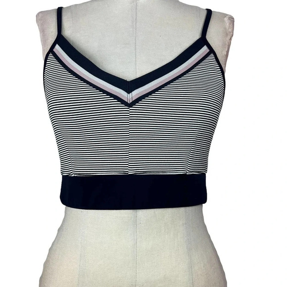 Nylora Navy Blue Striped Sports Bra Cropped Tank Top Size Small - Picture 4 of 10